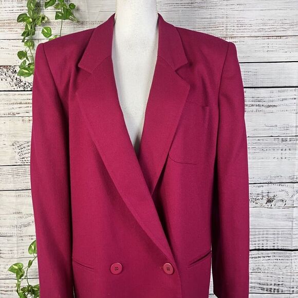 Vintage Jones New York Blazer Jacket size 14 Hot Pink Wool Y2K 80's 90's Career - Picture 4 of 16